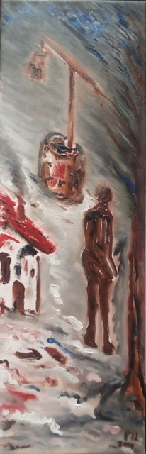 "Кръстопът на сънища", маслени бои върху платно, 20х60 см., худ. Габриела Цанева