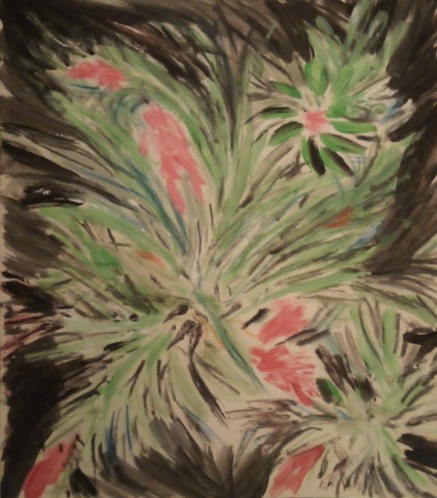 "Кактуси", темпера върху картон, 19х22 см., худ. Габриела Цанева