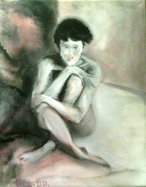 "Мълчанието", маслени бои върху платно, 24х30 см, худ. Габриела Цанева