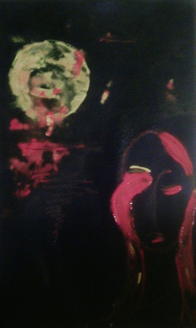 "Дъждовна луна", темпера върху цветен картон, 14х28 см. худ. Габриела Цанева