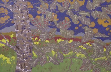 Николай Райнов - Дърво, 30-те години на ХХ век – темпера върху цветна хартия, 40,5х24 см, СГХГ