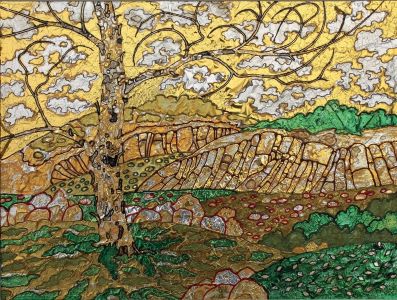 Николай Райнов - Старото дърво, 1937-1939 – лакови бои, станиол, 30х40 см, частна колекция